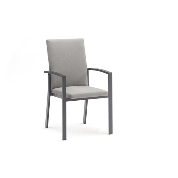 Whiteline Modern Living Doris Outdoor Dining Armchair Aluminum Matte Dark Grey
