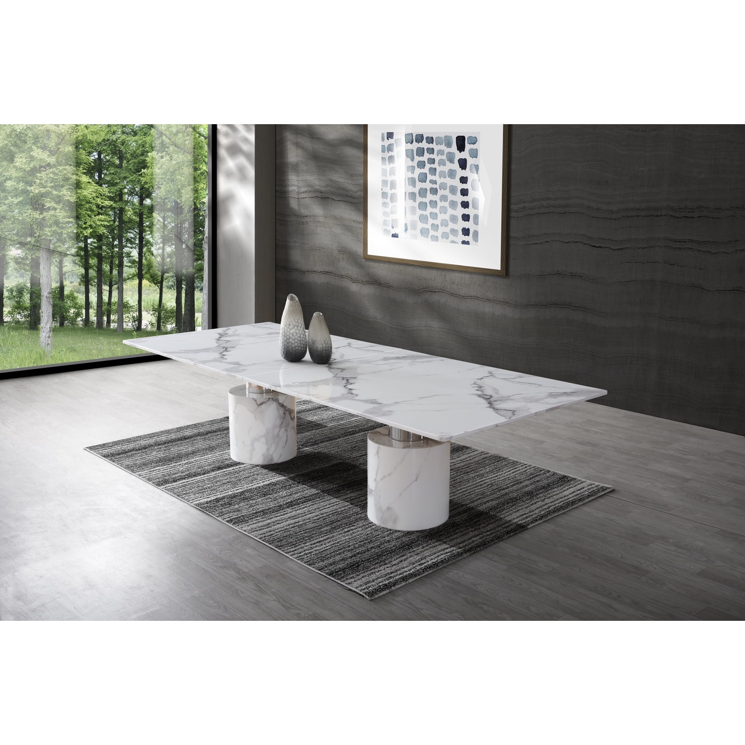Modern Glossy Marble Rectangular Dining Table for 14
