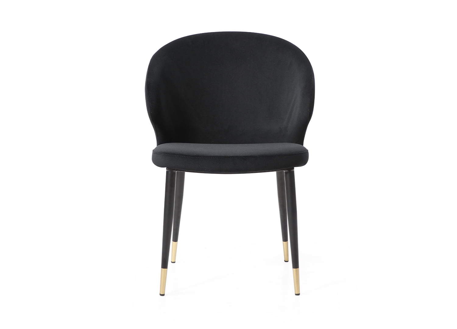 Gracie Black Velvet Upholstered Side Chair with Gold Detail