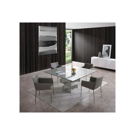 Whiteline Modern Living Gray Carson Contemporary High Gloss Lacquer Dining Table