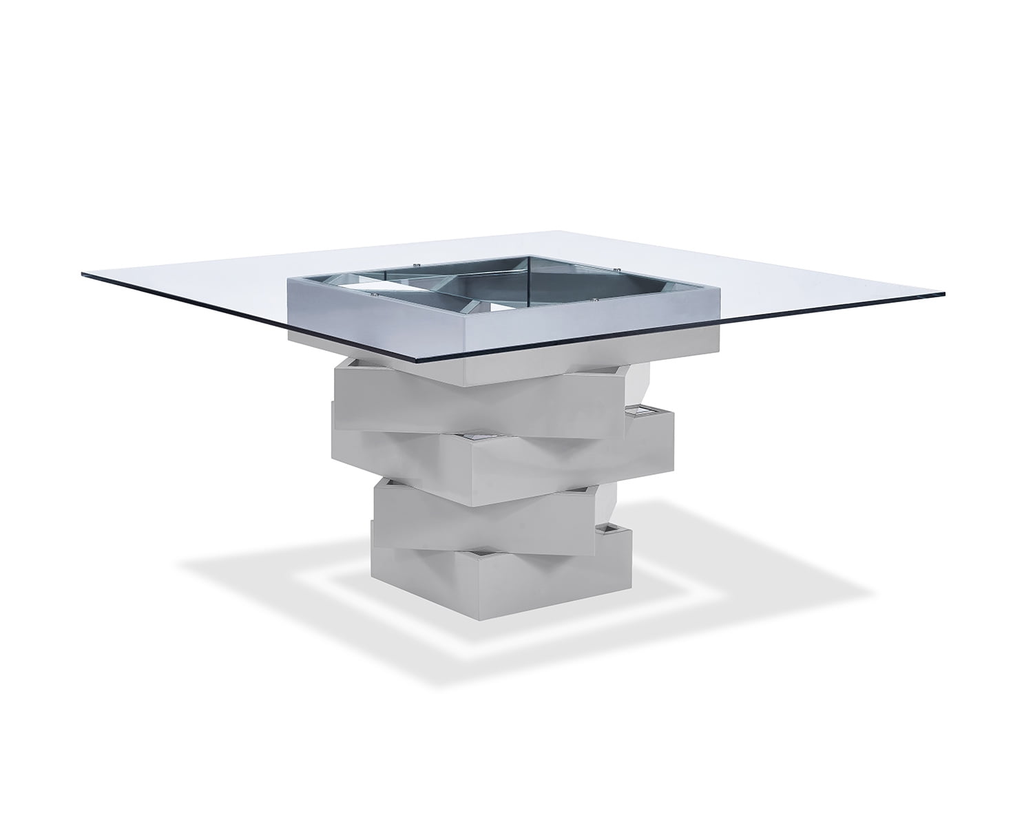 Whiteline Modern Living Gray Carson Contemporary High Gloss Lacquer Dining Table