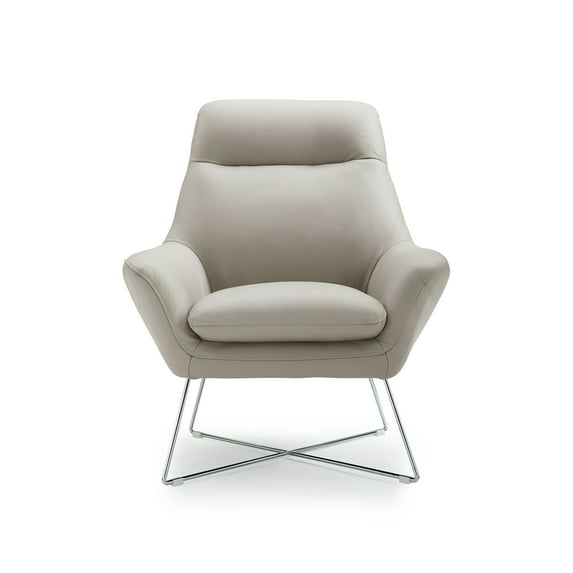 Whiteline Modern Living Gray Daiana Contemporary Top Grain Italian Leather Club Chair