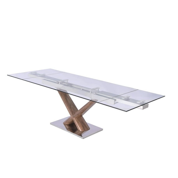 Whiteline Modern Living Light Brown Celeste Contemporary Walnut Veneer Dining Table