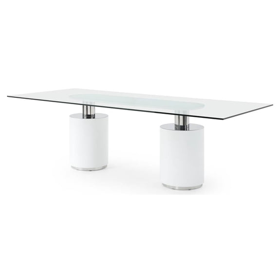 Whiteline Modern Living Mandarin Dining table, Length: 94 Width: 39 Height: 30, White