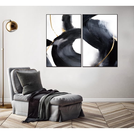 Whiteline Modern Living Nero 2-Piece Canvas Wall Art Black PS Frame