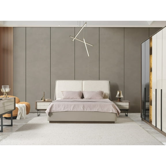 Whiteline BK2020P-LGRY Modern Living Romina Bed, Light Gray - King Size