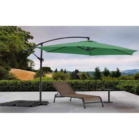 Whiteline Modern Living Aiden Outdoor Standing Umbrella, Polyester fabric in Green, Steel stand, air vent, without flap, Steel Cross Base with crack