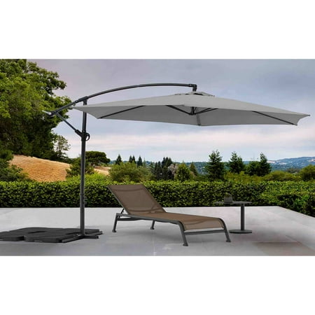 Whiteline Modern Living Aiden Outdoor Standing Umbrella, Polyester fabric in Grey, Steel stand, air vent, without flap, Steel Cross Base with crack