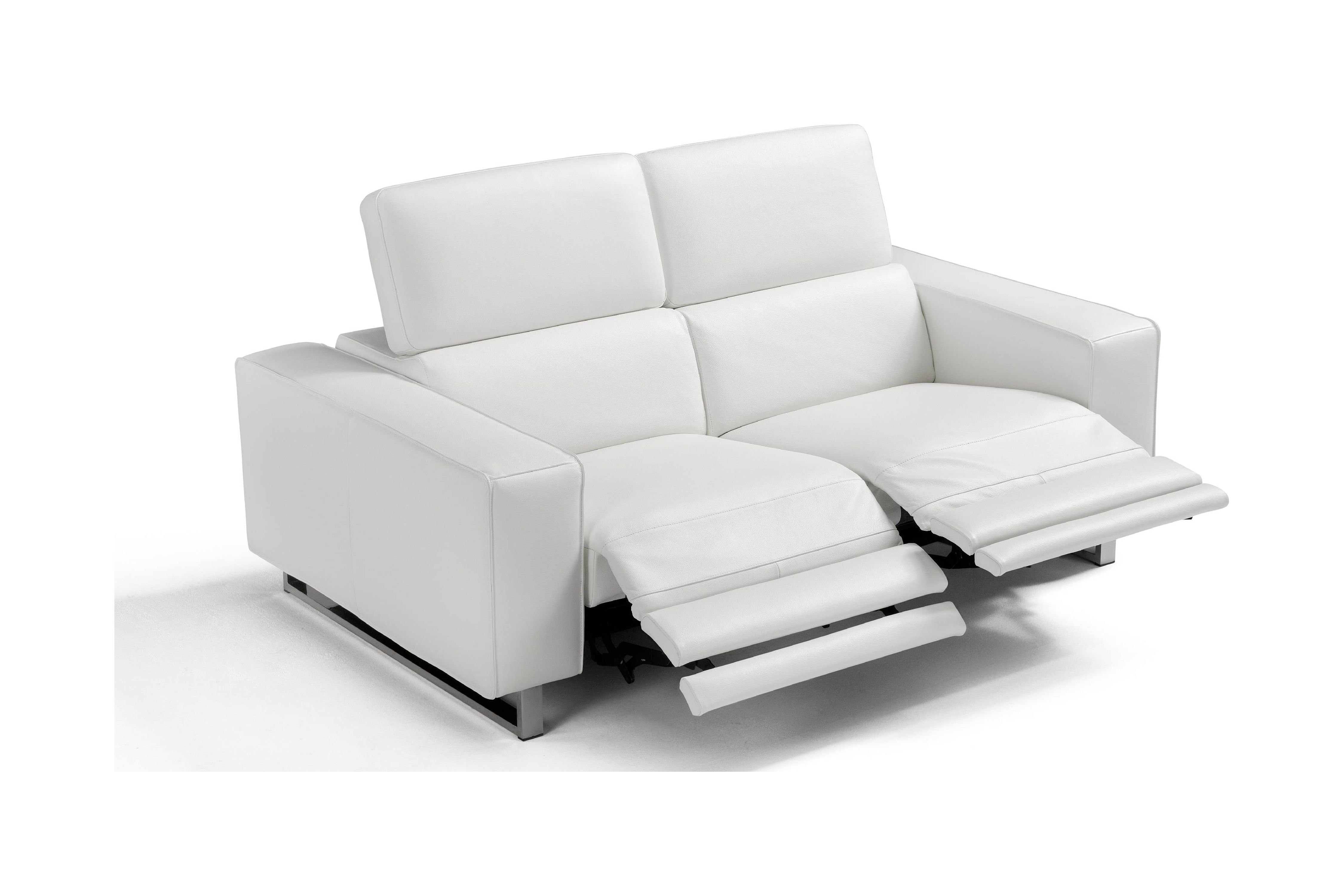 Whiteline Modern Living White Augusto Contemporary Top Grain Italian Leather Loveseat