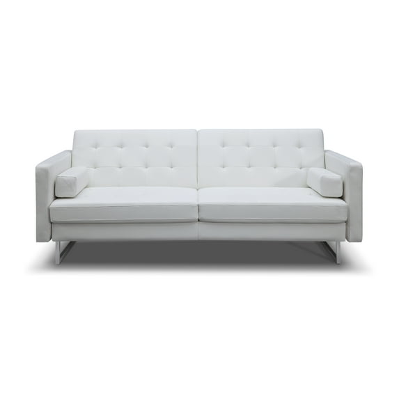 Whiteline Modern Living White Giovanni Faux Leather Contemporary Sofa Bed