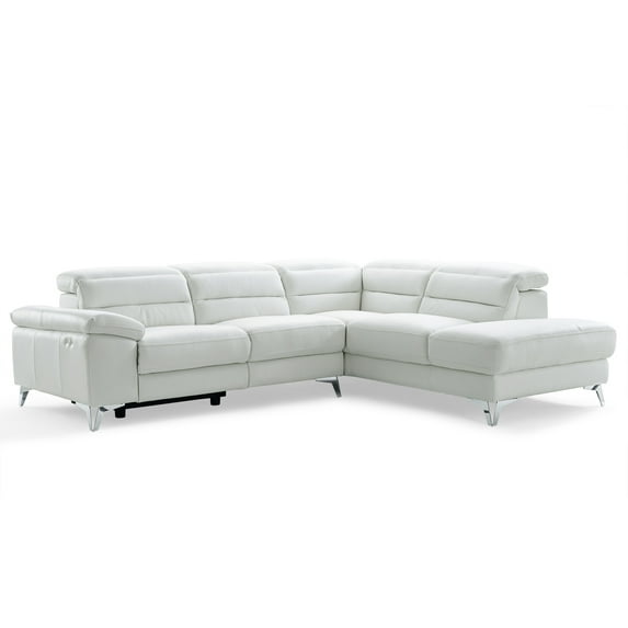 Whiteline Modern Living White Johnson Contemporary Top Grain Italian Leather Sectional
