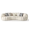 thumbnail image 1 of Rhodes Curved Sofa, Upholstered in high-quality Fire-Resistant White Chenille Fabric AIC-SIENA01., 1 of 2