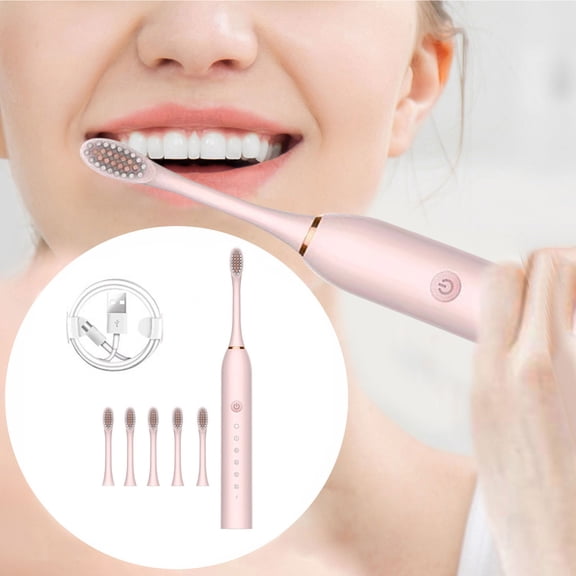 Whitening Electric Toothbrush for Adults, Rechargeable Toothbrush with 6 Brush Heads, 6 Modes & Smart Timer, Deep Clean,One Fast Charge