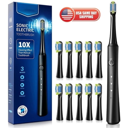 Whitening Sonic Electric Power Toothbrush For Adult 10 Duponts Brush Head 3 Mode