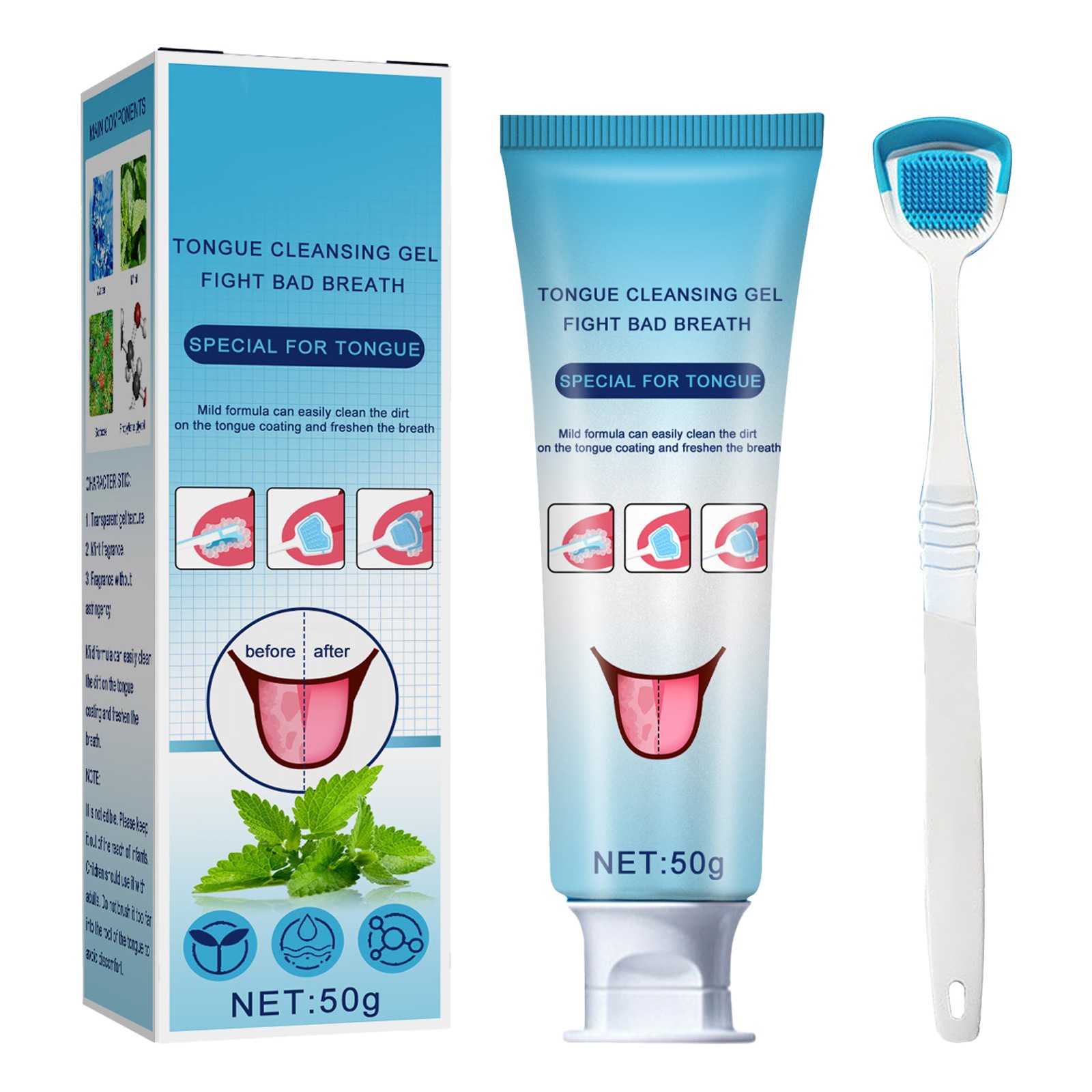 Whitening Toothpaste Clearance Tongue Cleaner Gel With Tongue Brush