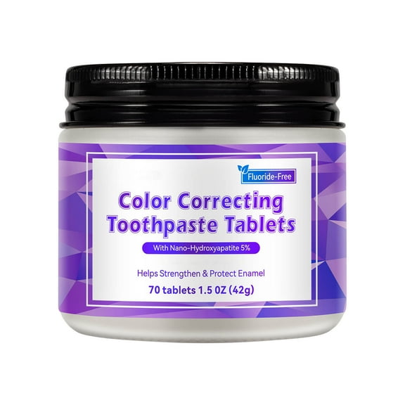 Whitening Toothpaste, Toothpaste for Sensitive Teeth and Cavity Prevention, Purple Toothpastes Tablets Whiten Teeth Stains Stains Amino Breath Freshening Oral Toothpaste 70 Tablets