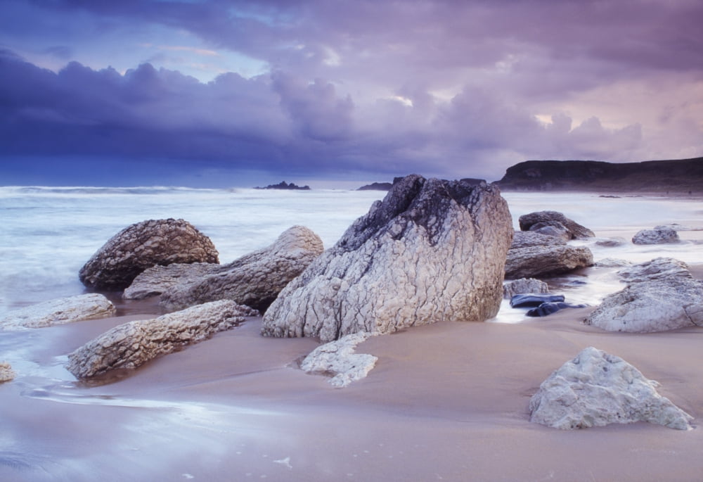 Whitepark Bay Co Antrim Ireland Rocks On The Beach During A Storm Canvas Art - The Irish Image Collection Design Pics (36 x 24)