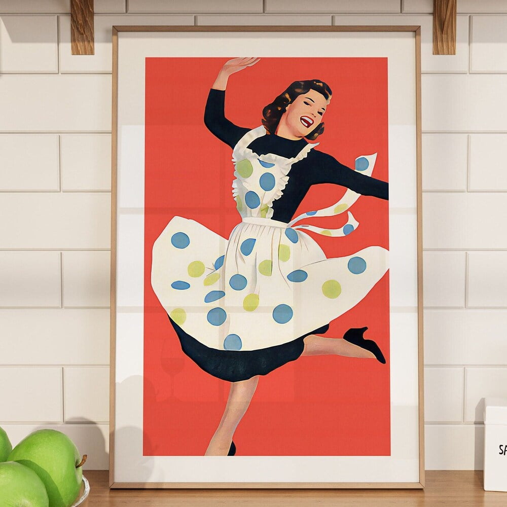 Whitepeak Art Dancing Kitchen Print Wall Decor Retro Kitchen Wall Art ...