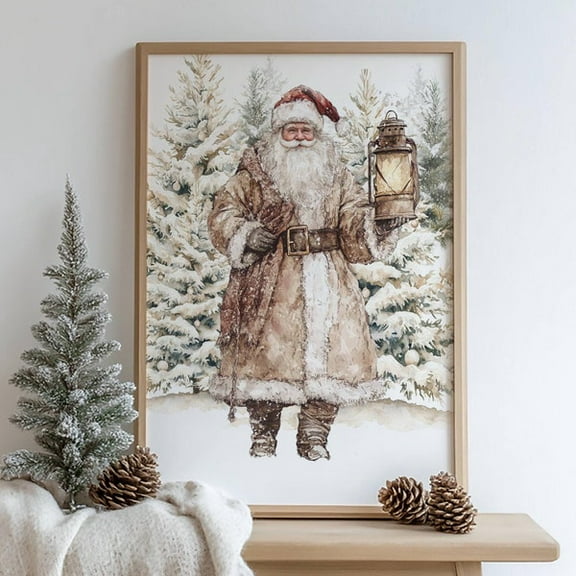 Whitepeak Art Vintage Santa Claus Print, Rustic Xmas Decor, Housewarming Present Ideas