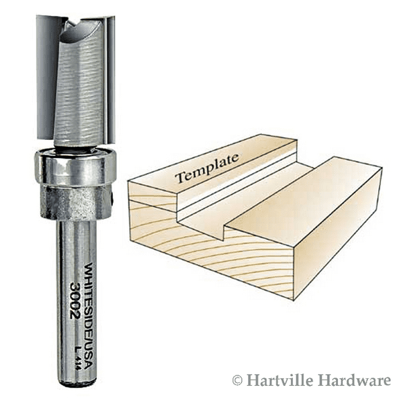 Whiteside 3002 Template Router Bit w/Bearing - 1/4"SH, 1/2"CD, 3/4"CL