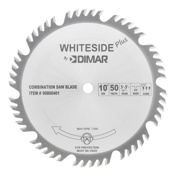 Whiteside Dimar Combination WoodworkingTable Saw Blade 10"OD, 50T, 5/8"B, ATB+R