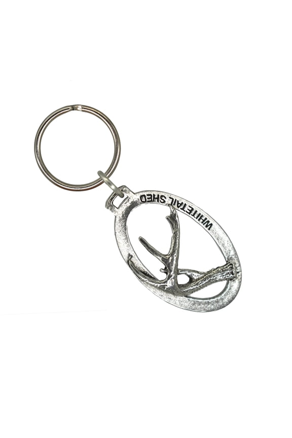 Whitetail Antler Keychain, Deer Antler, Deer, Outdoorsman, Hunting, M009KC, Key Fob, Key Ring, Keys, Zipper Pull, Luggage Tag, Pewter, Backpack, Over 300 Keychains Designs, Handmade in the USA
