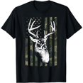thumbnail image 1 of Whitetail Buck Deer Hunting USA Camouflage American Flag T-Shirt, 1 of 5