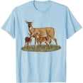 thumbnail image 1 of Whitetail Deer Doe Cute Twin Fawns Wildlife Art Softstyle Unisex T-Shirt,Light Blue Color,Size 2T, 1 of 5