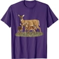 thumbnail image 1 of Whitetail Deer Doe Cute Twin Fawns Wildlife Art Softstyle Unisex T-Shirt,Purple Color,Size 2T, 1 of 5