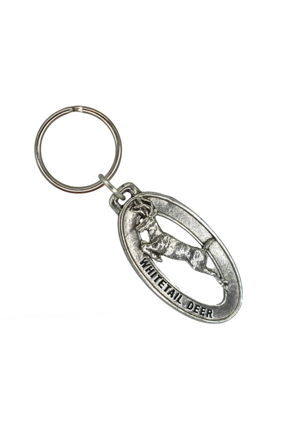 Whitetail Deer Leaping Keychain, Small, Deer, Outdoorsman, Hunting, M006KC, Key Fob, Key Ring, Keys, Zipper Pull, Luggage Tag, Pewter, Backpack, Over 300 Keychains Designs, Handmade in the USA
