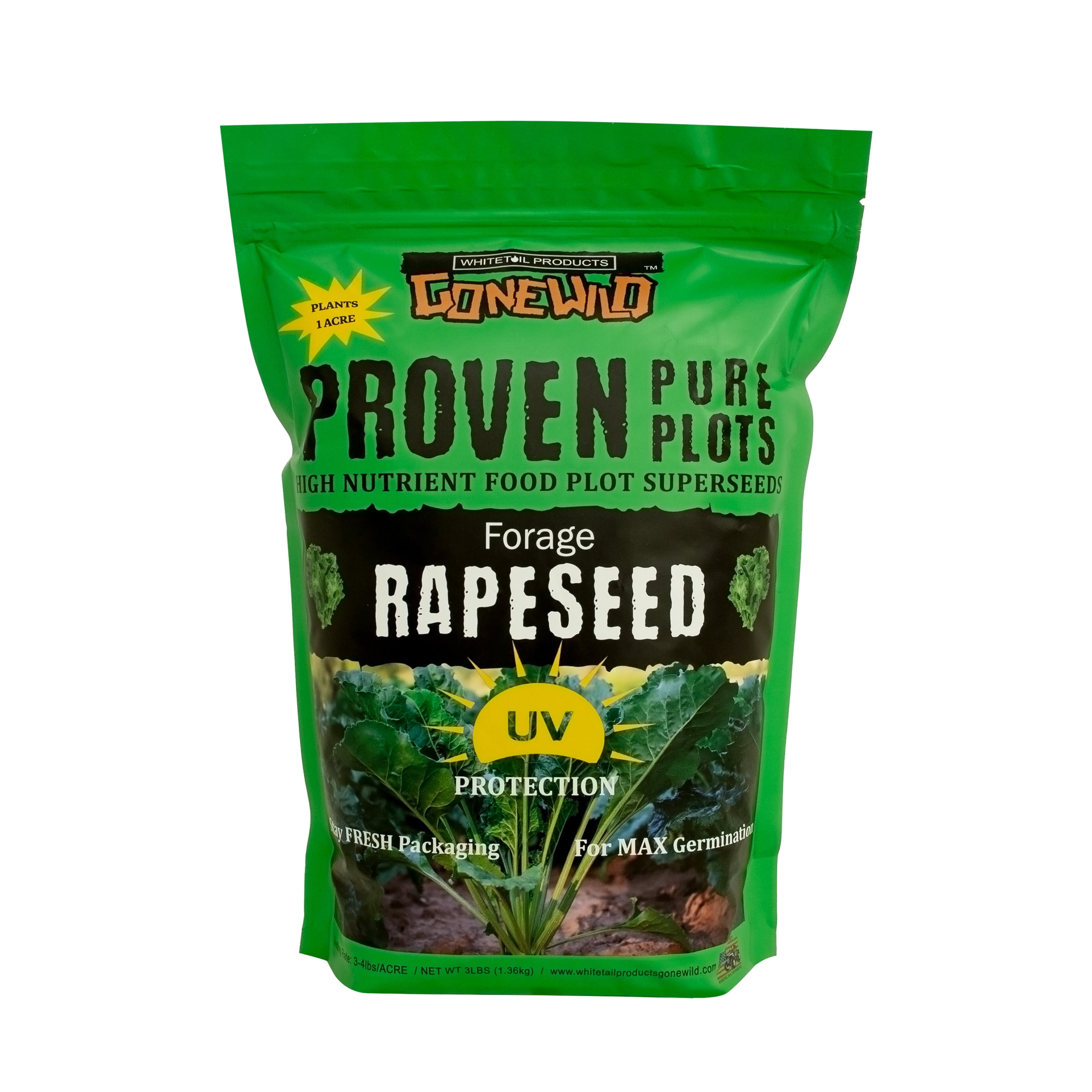 Forage Rapeseed Whitetail Products Gone Wild, Forage Rapeseed Food Plot Seeds, 3lb Bag ...