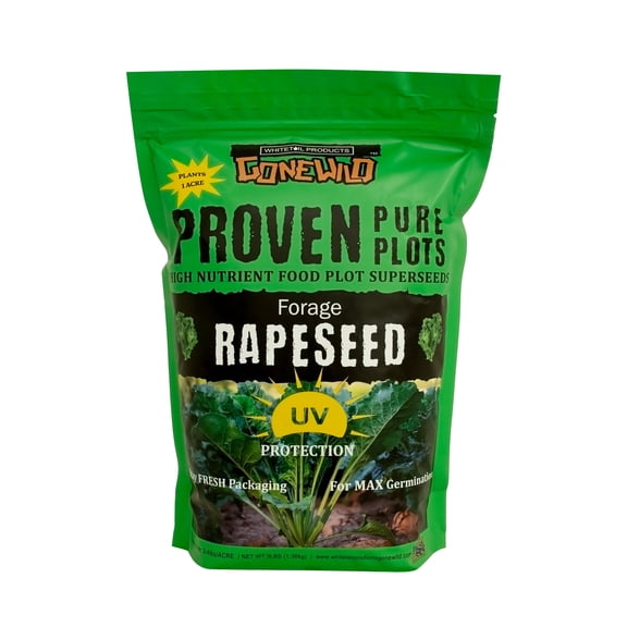 Whitetail Products Gone Wild, Forage Rapeseed Food Plot Seeds, 3lb Bag, G9926