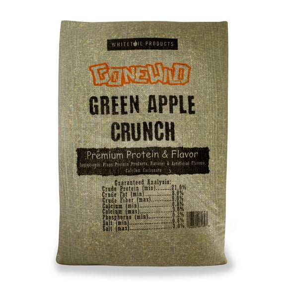 Whitetail Products Gone Wild, Green Apple Crunch Deer Attractant, 40 LB., Premium Deer Attractant, High-Protein, Natural Flavors, G1693