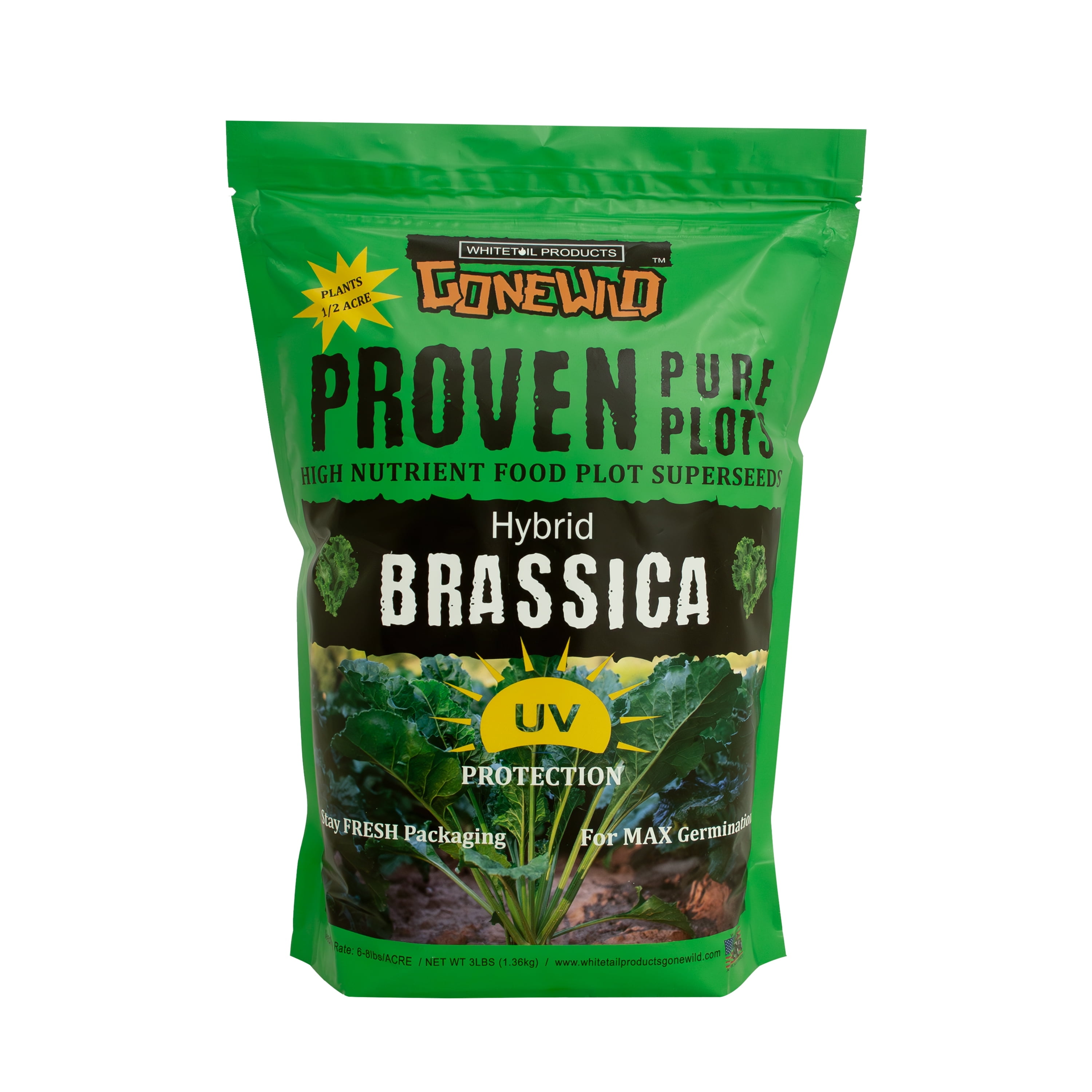 Whitetail Products Gone Wild, Hybrid Brassica Food Plot Seeds, 3lb Bag, G1180