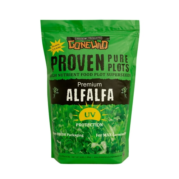 Whitetail Products Gone Wild, Premium Alfalfa Food Plot Seeds, 3lb Bag, G4320