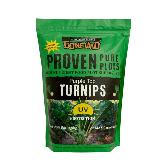 Whitetail Products Gone Wild, Purple Top Turnips Food Plot Seeds. 3lb Bag, G8021