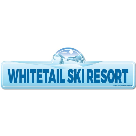 Whitetail Ski Resort Street Sign | Indoor/Outdoor | Skiing Skier Snowboarder Décor for Ski Lodge Cabin Mountian House | SignMission personalized gift