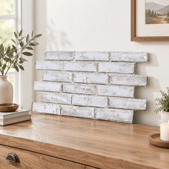 Whitewash Brick-1 3D Faux Peel And Stick Wall Panels, 12 Pack, 22.8" x 11.8" Each