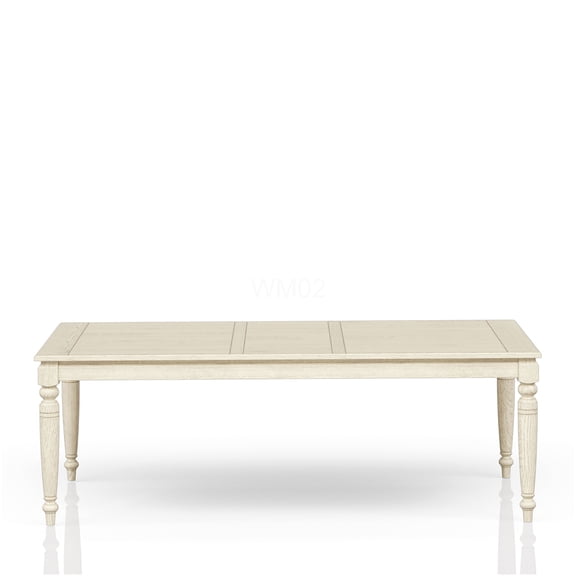 Whitewash Expandable Dining Table with Leaf, White Solid Wood and MDF Kitchen Table for Casual and Formal Dining Rooms