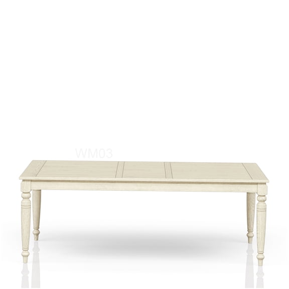 Whitewash Finish Drop Leaf Dining Table, White Expandable Wood Table for Farmhouse and Coastal Homes