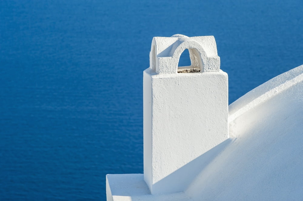 Whitewash building and tower Oia Santorini Greece Canvas Art - Dosfotos Design Pics (38 x 24)