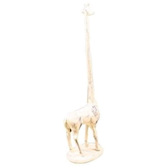 Whitewashed Cast Iron Giraffe Paper Towel Holder 19" - Cast Iron Home Decor