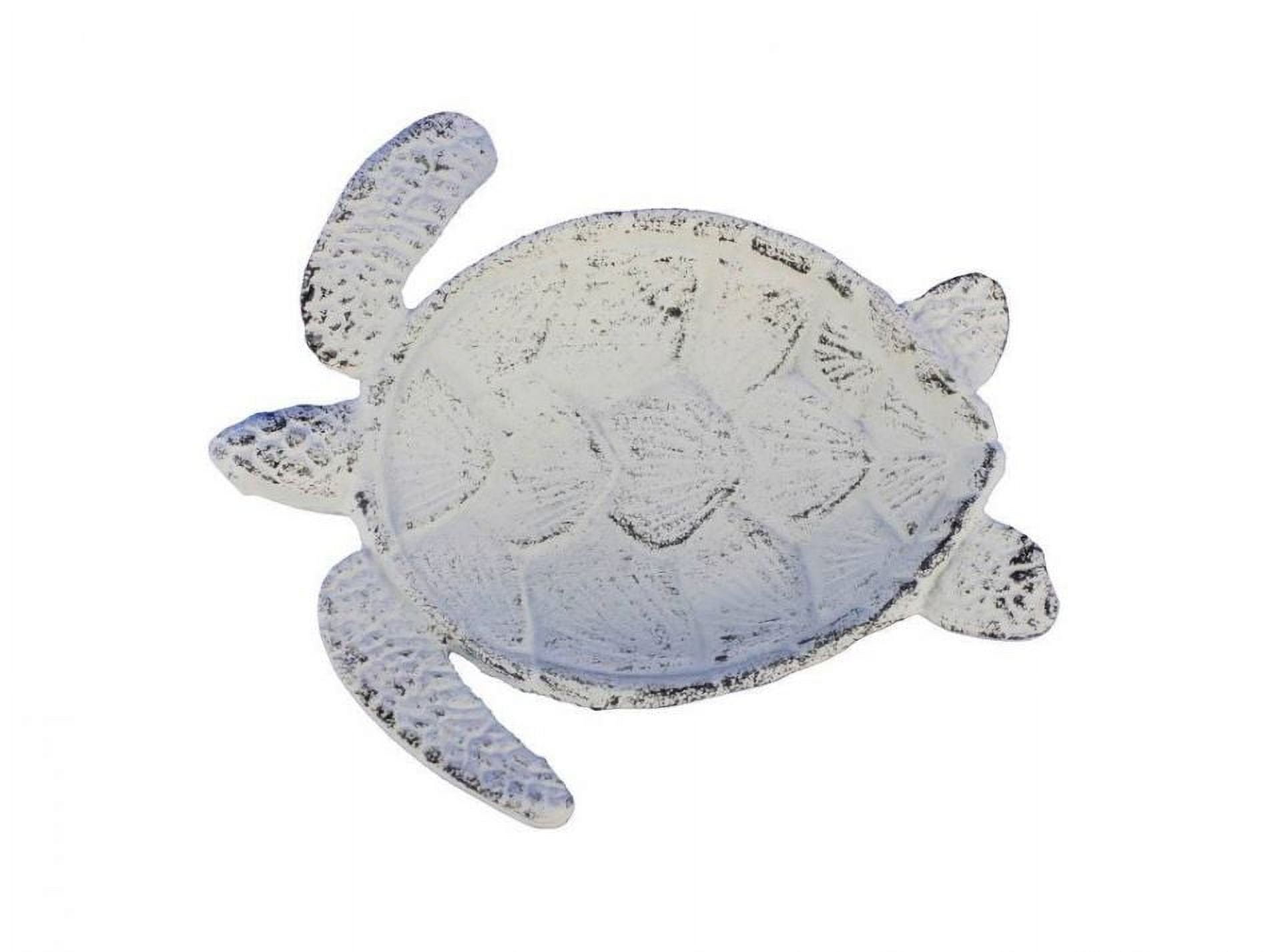 Whitewashed Cast Iron Sea Turtle Decorative Bowl 7" Vintage Cast Iron