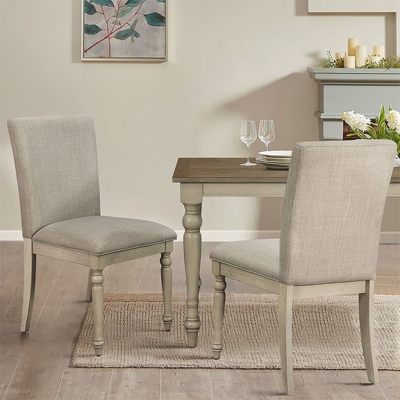 Whitewashed finish, turned leg details / Add rustic elegance to dining area with chair set