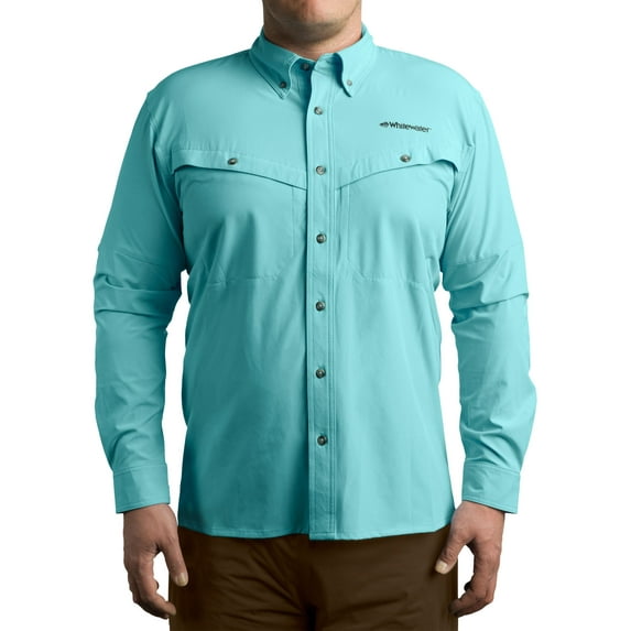 Whitewater Lightweight Moisture Wicking Long Sleeve Fishing Shirt with UPF 50 (Lagoon, Small)