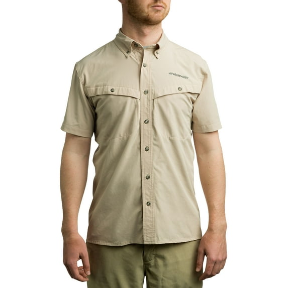 Whitewater Lightweight Moisture Wicking Short Sleeve Fishing Shirt with UPF 50 (Oxford Tan, Small)
