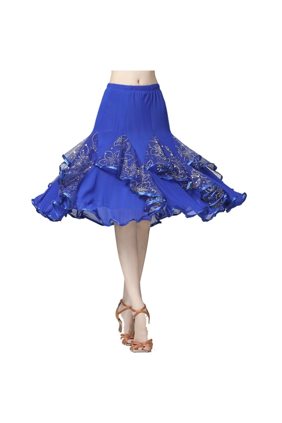 360 Degree Swing Midi Ballroom Latin Dance Practice Circle Skirts