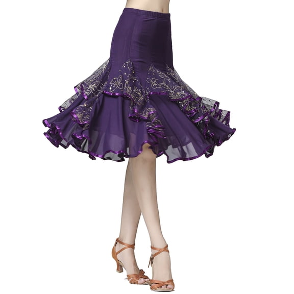 Whitewed 360 Degree Swing Midi Ballroom Latin Dance Practice Circle Skirts