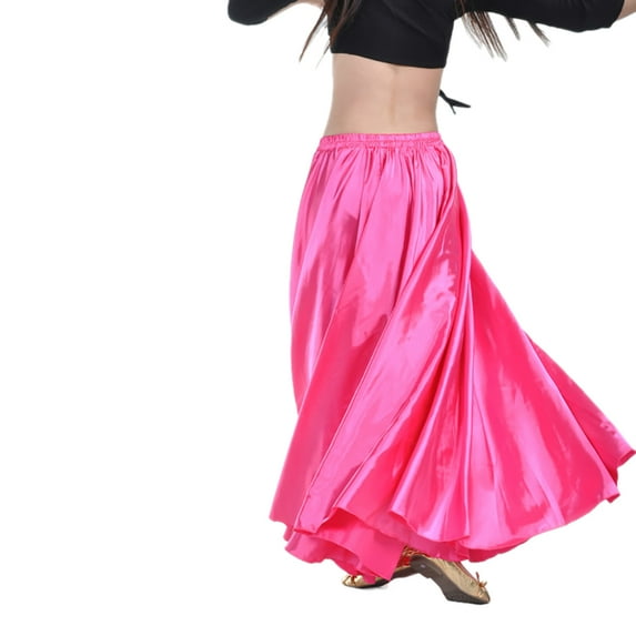 Whitewed Belly Dance Dancing Egypt Tribal Fusion Satin Long Circle Skirt Birthday Rose Red