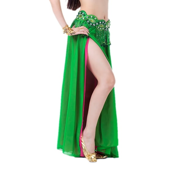 Whitewed Belly Dance Maxi Skirts Workout Clothes Wear Outfit Dark Green/Rose